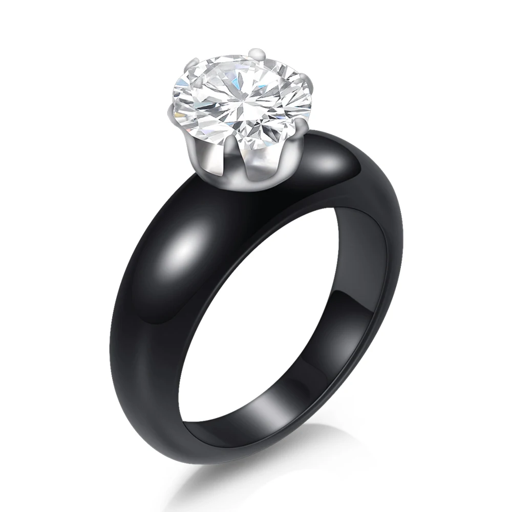 Wholesale Wedding Engagement Round Ring Black And White Color Cubic Zirconia for Women Gift | Украшения и аксессуары