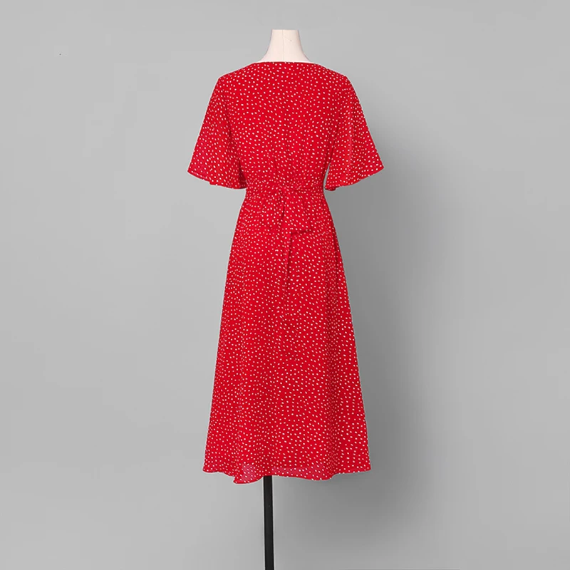 Сексуальные модные женские платья Vestidos в горошек с коротким рукавом открытые