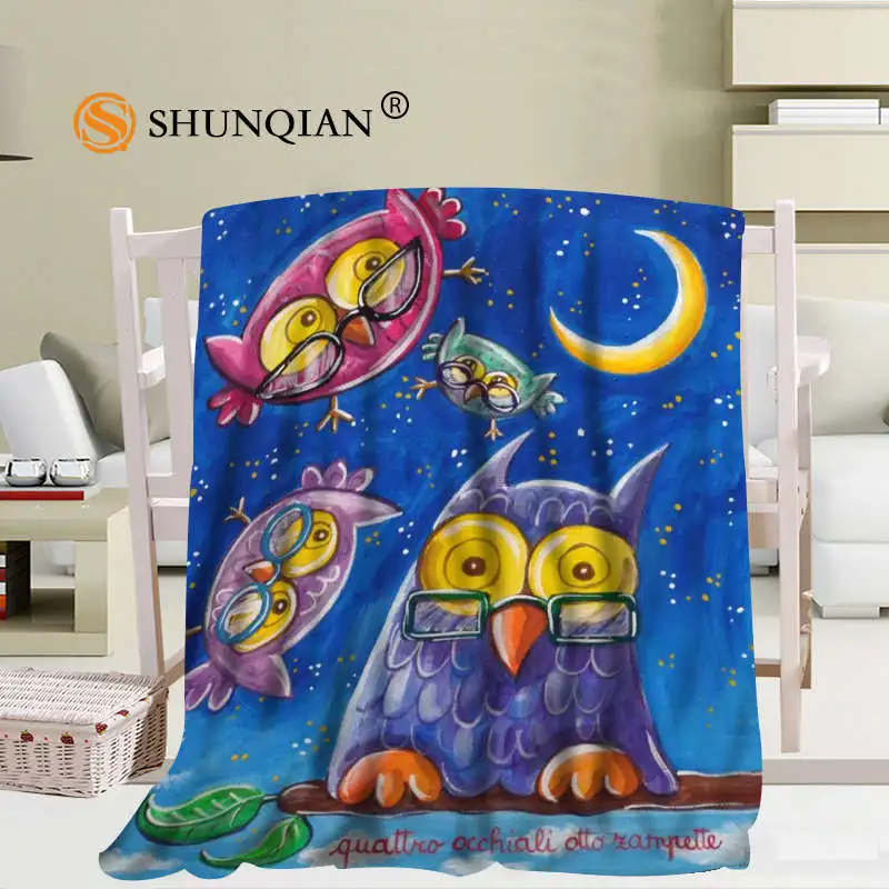 Miglior Personalizzato Luna E Gufo Coperta Morbida Immagine Fai Da Te Decorazione Camera Da Letto Dimensioni 56x80 Pollici, 50X60Inch,40X50Inch A7.10