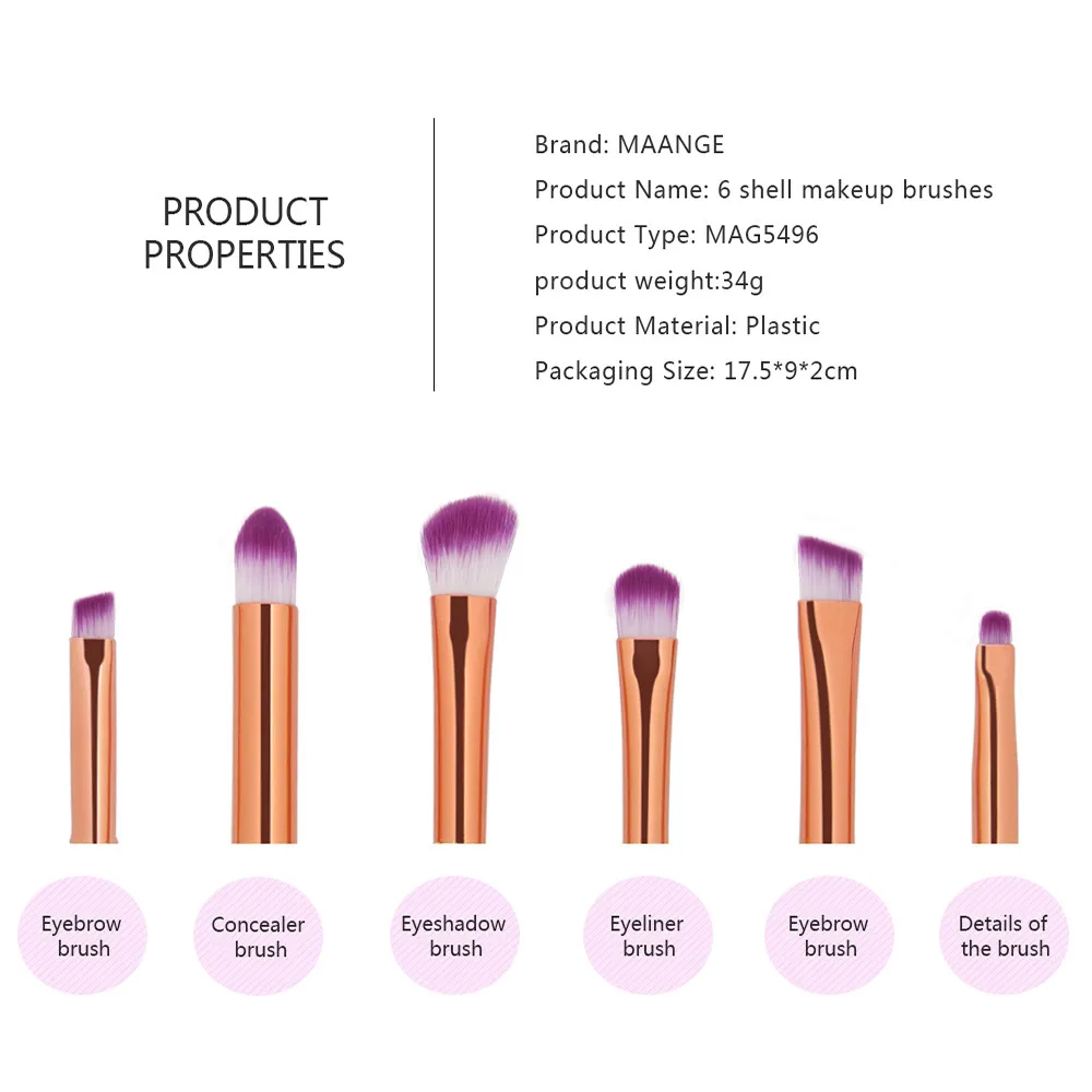 6pcs women new fashion shell shape professional Makeup Brush foundation Blusher EyeShadow Cosmetic Brushes tools brochas pinceis | Красота и