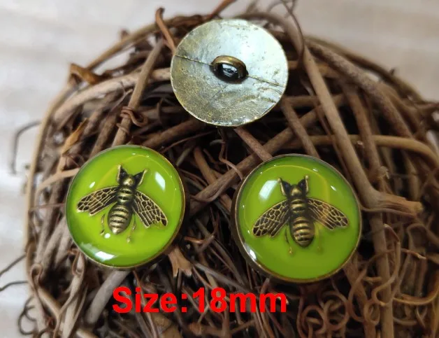 NO2 Size 18mm green 10 шт., новинка, высококачественная металлическая бронзовая Ретро пчелиная курточка на пуговицах, аксессуары, пальто, пальто, свитер, рубашка, пуговица, 18 мм - Color: NO2 Size 18mm green