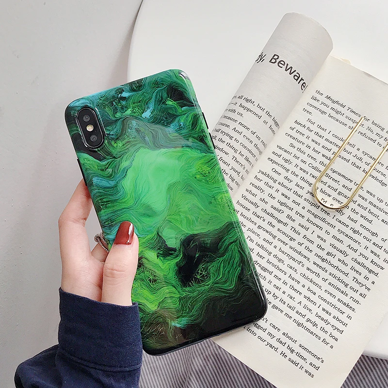 Чехол для телефона с акварельным рисунком iPhone XS Max X XR 7 8 Plus мягкий чехол мраморным