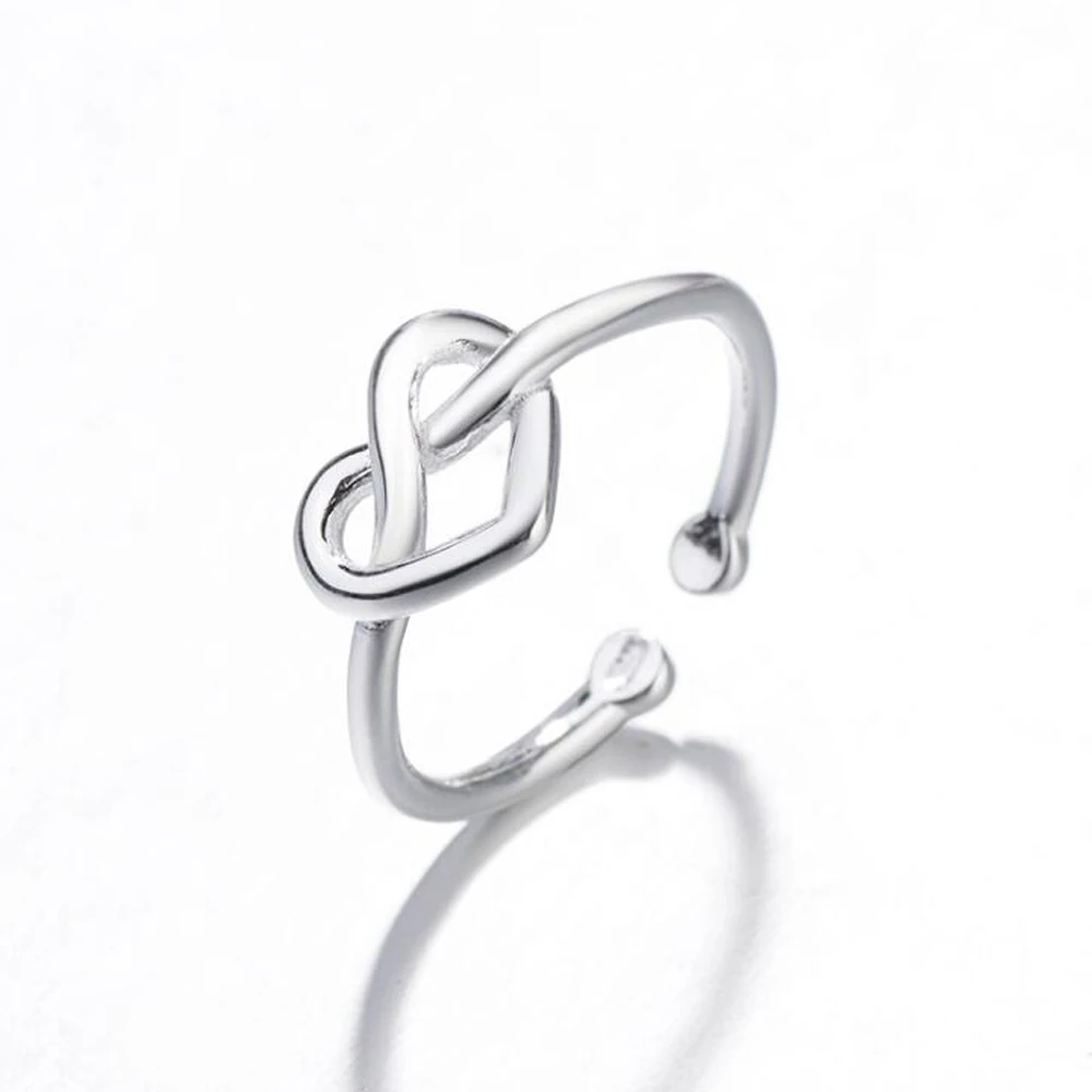 Женское кольцо с сердечком Infinity Knot классическое из стерлингового серебра 925