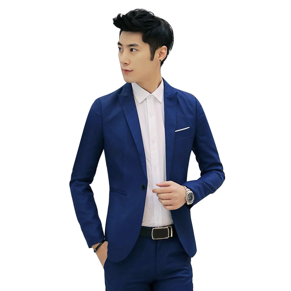 Fashion One Button Brand Blazer British'S Style Casual Slim Fit Suit Jacket Male Blazers Men Coat Terno Masculino Plus Size | Мужская