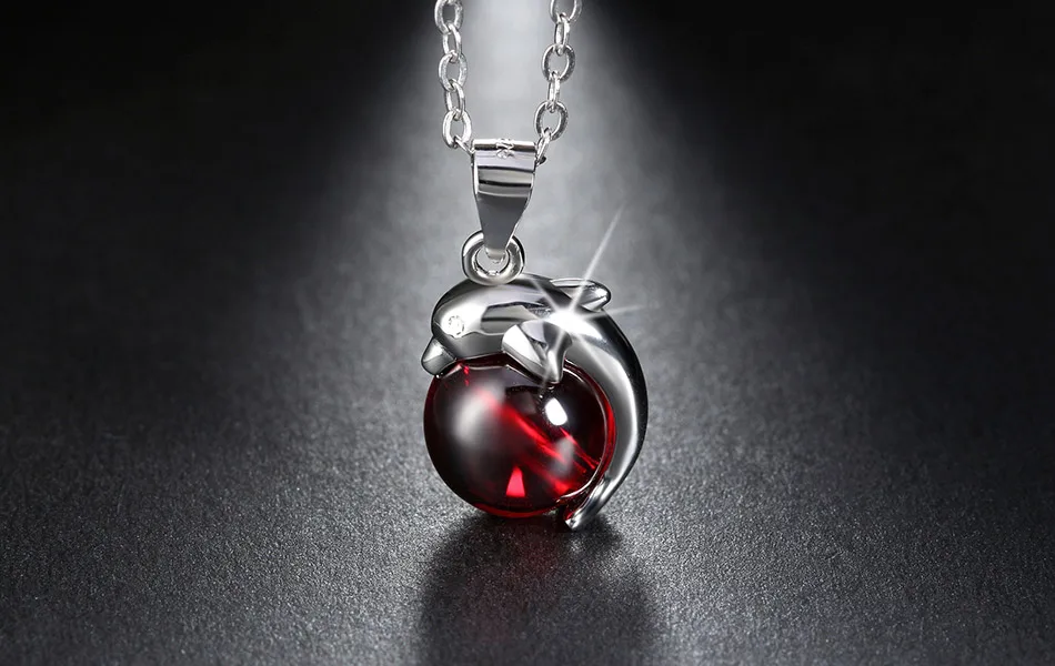 ORSA JEWELS стерлинговое серебра 925 пробы, красный агат дельфин кулон, ожерелье для женщин подлинные серебряные ювелирные изделия, SN02