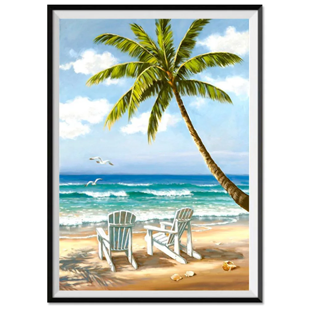 Economical Diamond Painting Cross Stitch Beach Coconut Tree DIY Art Craft Decoration for Home ds99 | Дом и сад