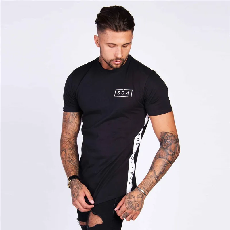 summer new mens t-shirt fitness Short sleeve o-neck shirts male Fashion leisure Creativity Patchwork tees tops brand clothes | Мужская