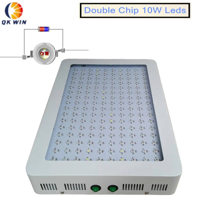 Qkwin Высокая Мощность 1600 Вт LED Grow Light 160x10 двойной чип 370 истинная мощность полный