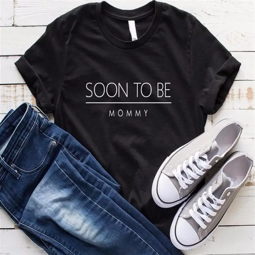 2022 Fashion Short Sleeve Cotton T-Shirt For Women Soon To Be Mommy Future Mom Letters Print Top Women Harajuku Summer Punk Off