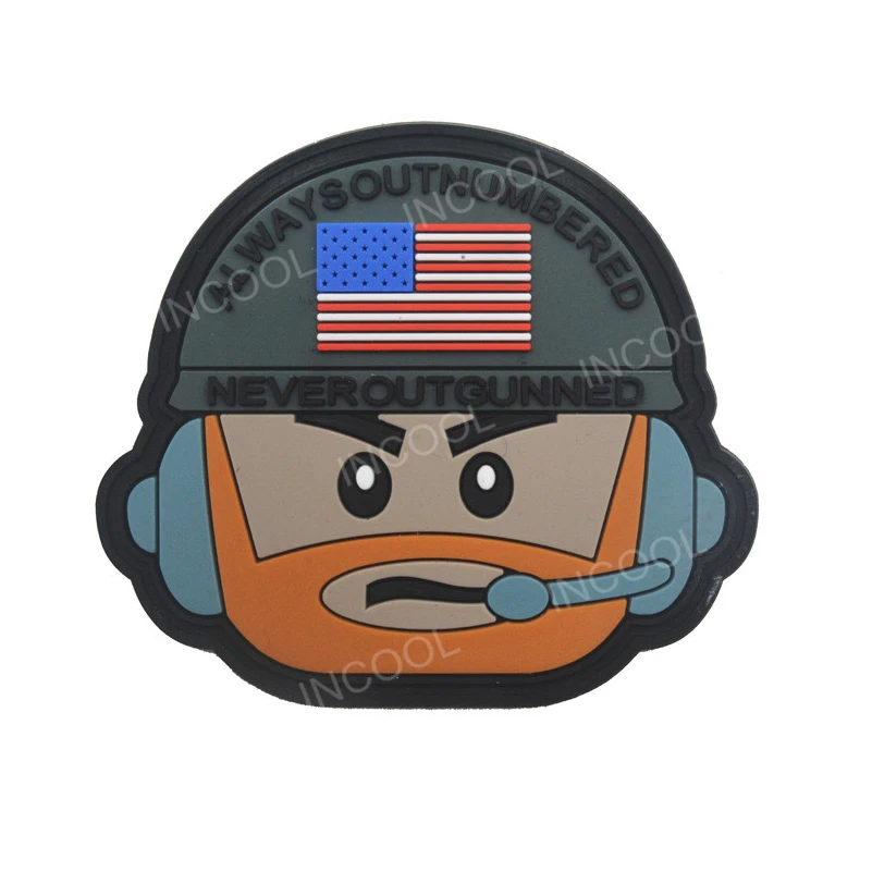Gray 3D ПВХ Нашивка Американский флаг, резиновая нашивка, военный крюк, задний боевой патчи, тактическая аппликация эмблем, боевые значки - Цвет: Gray