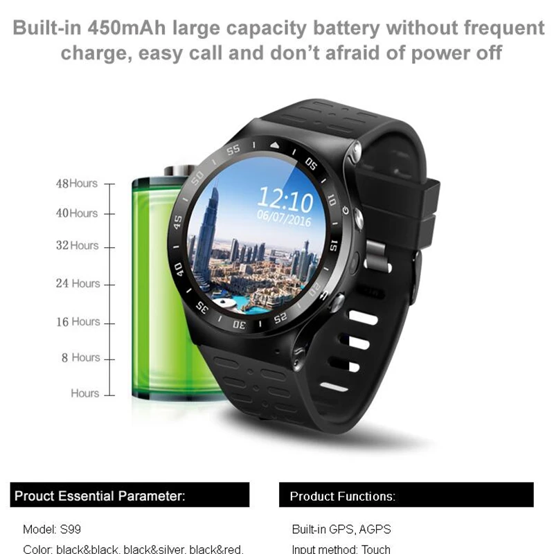 (В наличии) ZGPAX S99A 3g Смарт-часы Android 5 1 2.0MP Cam gps Wi-Fi шагомер сердечного ритма Smartwatch PK