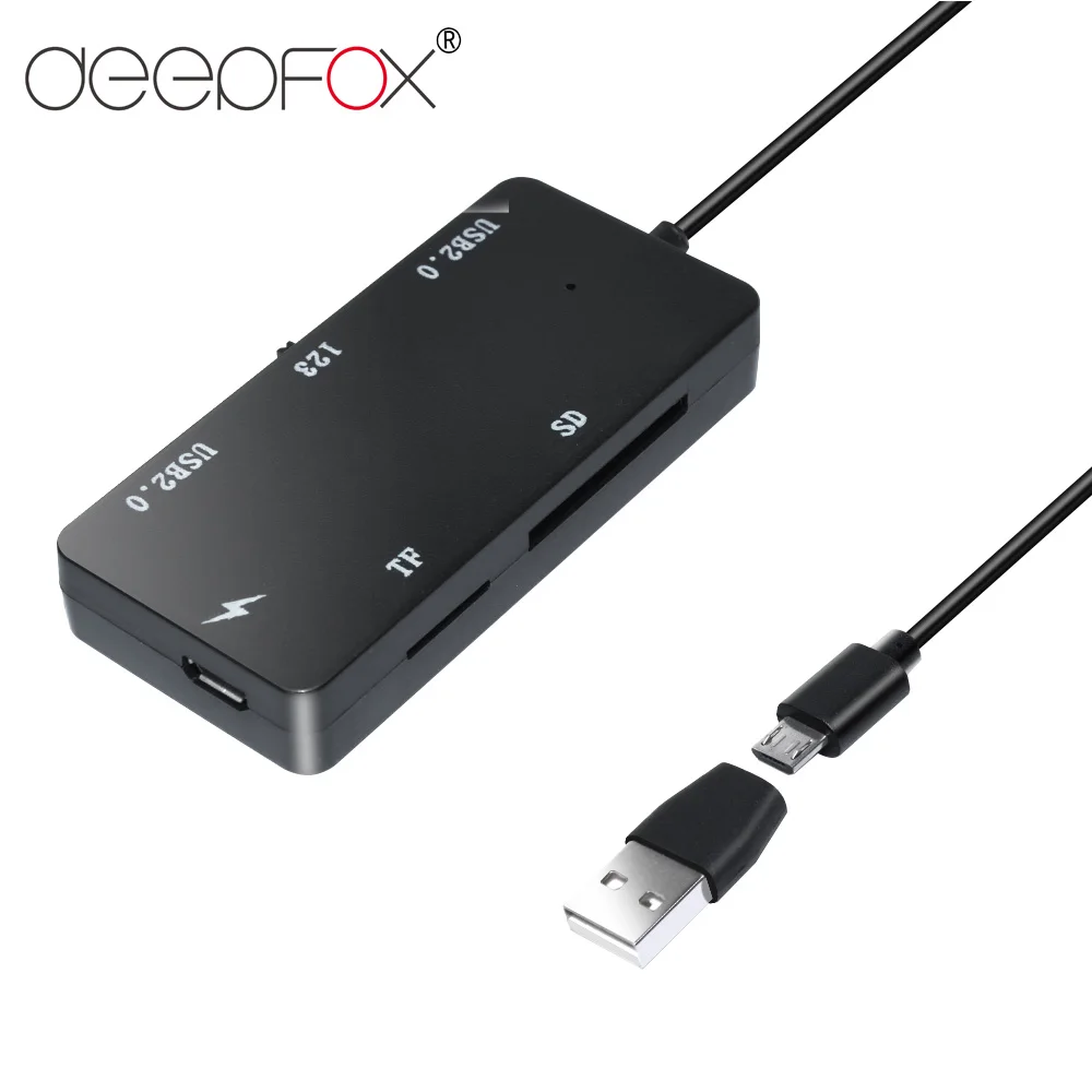 

DeepFox 2 порта USB 2,0 мульти концентратор разветвитель расширение OTG зарядный концентратор адаптер SD/TF кардридер для ноутбука Настольный ПК