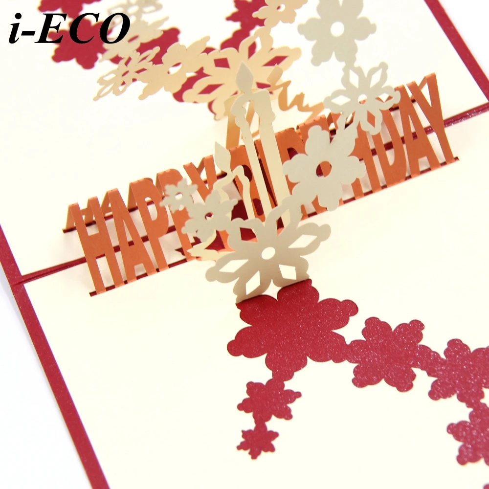 1 шт. 3D вишни открытки с днем рождения Лазерная резка