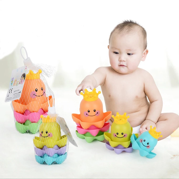 

Bathroom Ocean Octopus Stacking Cups Child's Play Educational for Children Baby Bath Toys Bathing Tub Shower Toy