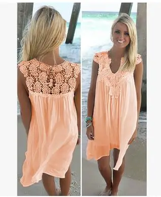 Женское шифоновое платье 1 шт./лот летнее повседневное свободное без рукавов