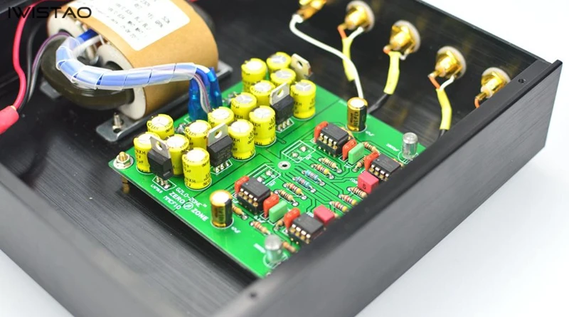 Iwistao HIFI мм фонокорректор RIAA требования 4 шт. BB OPA604 весь Алюминий шасси черный AC110/220 V