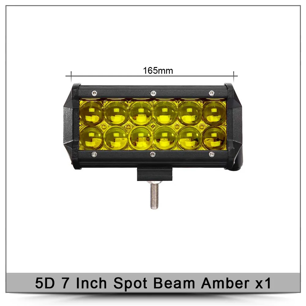5D Spot Amber x1 7 дюймовый светодиодный светильник бар для внедорожных машин автомобиля 12V 24V ATV грузовик внедорожник лодка мотоцикл 4x4 внедорожный комбинированный лучи светодиодный рабочий Barra вождения светильник - Цвет: 5D Spot Amber x1