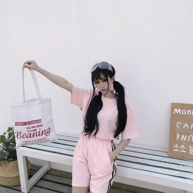 Полосатый сплошной Цвет спортивный костюм Для женщин 2018 Harajuku футболка с