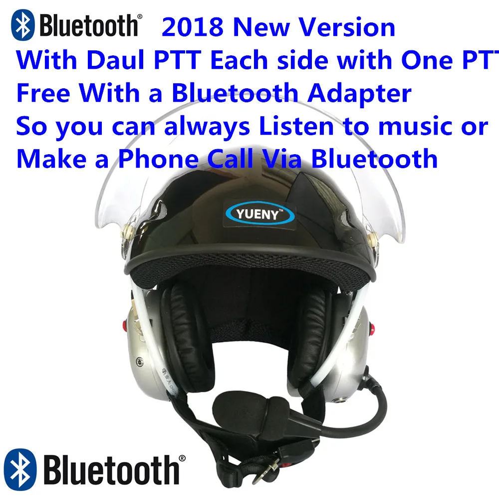 YUENY парамоторный шлем с серебряной шумоподавляющей гарнитурой, с bluetooth-адаптером, парапланерный шлем