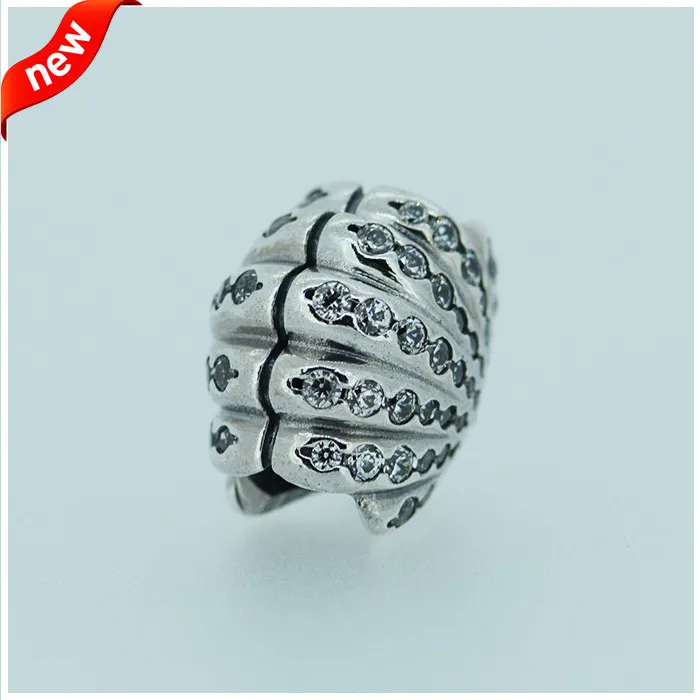 Подходит для браслетов Pandora украшение ракушка Ариэль Charms с прозрачным кубическим