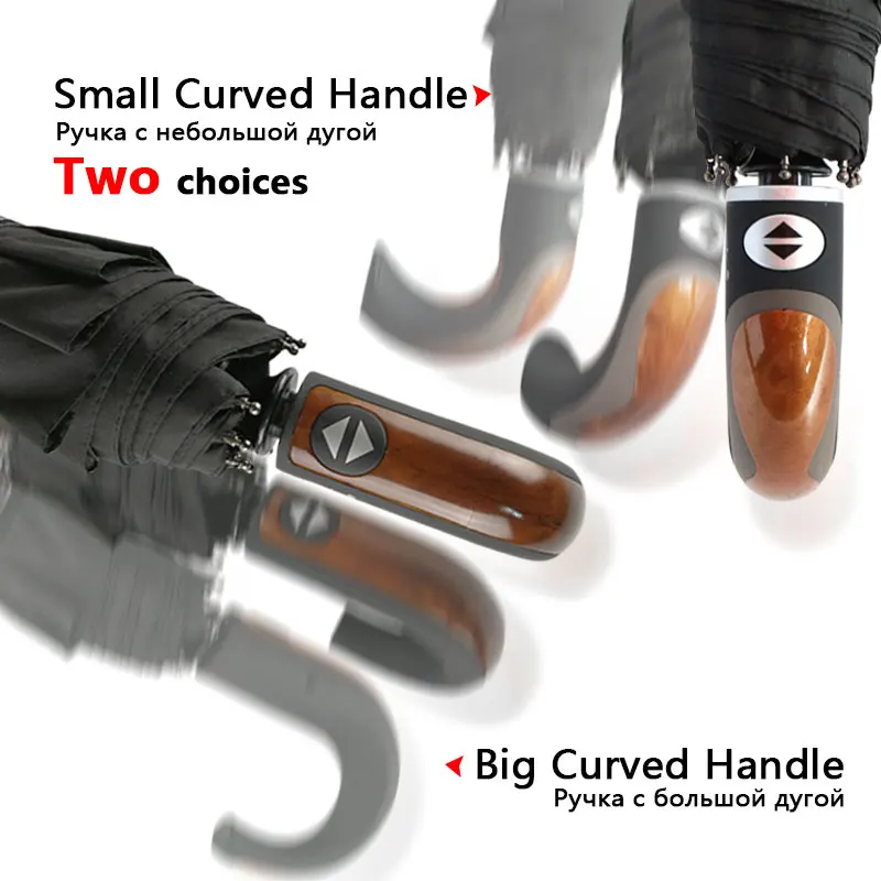 

Gental British style Automatic Umbrella Rain Women Bent Handle Men Umbrella Strong Windproof 3 Folding Business Quality Paraguas