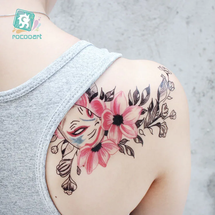 Rocooart Fox Tatoo Fake Taty Body Art Temporary Tattoo Stickers Sketch Flowers Tattoo Female Large Tatouage Temporaire For Men
