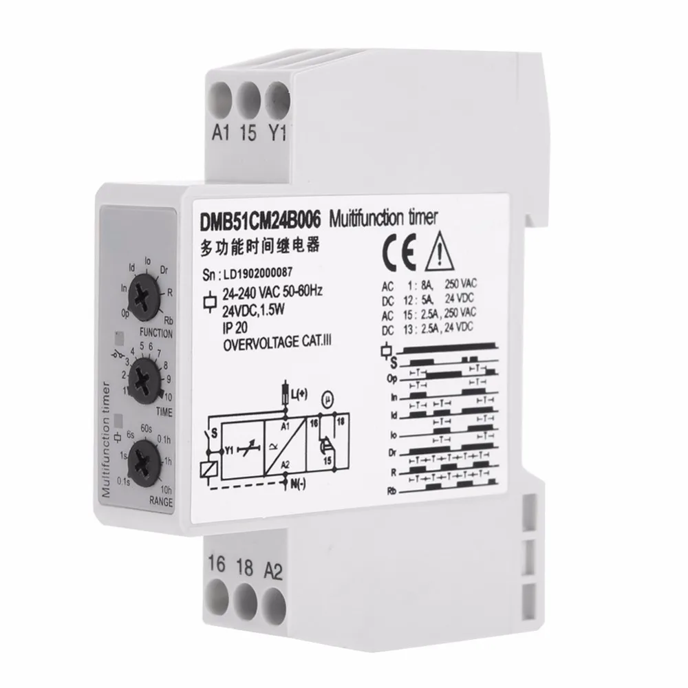 DC 24V AC 24-240V Multi-voltage Time Relay Delay OFF Switch w/ 7 Function Choices LED Indication Potentiometer Set | Обустройство