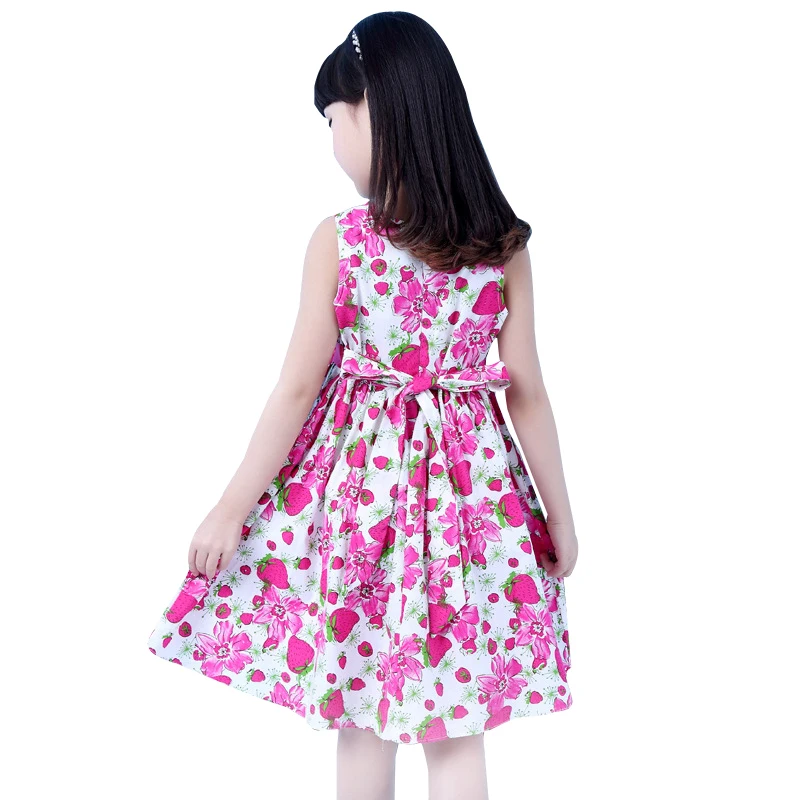 Летнее платье новинка 2019 повседневное хлопковое для девочек одежда без рукавов