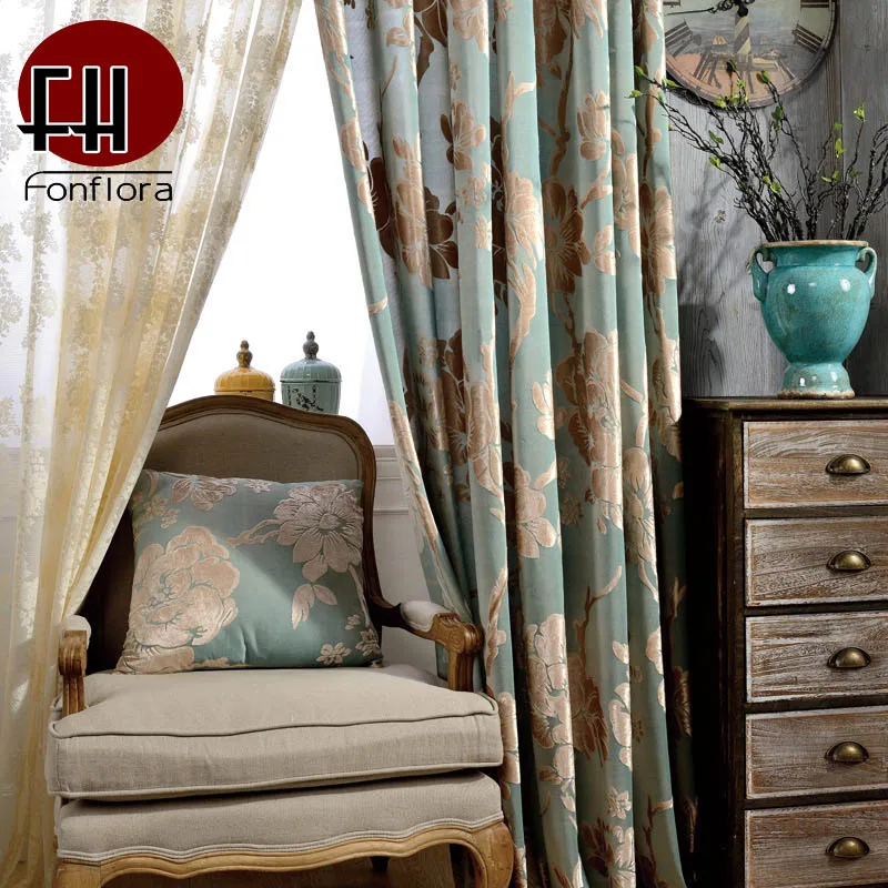 Европейские Роскошные занавески для гостиной жаккардовые затемненные спальни