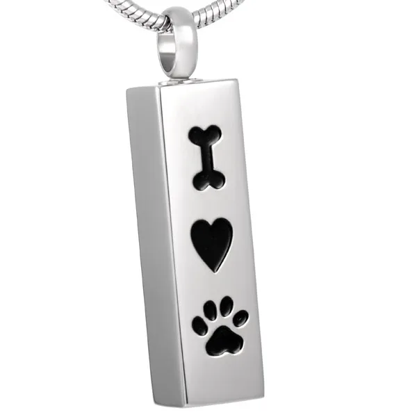 

IJD8001 Loss Of Pet Memorial Jewelry Hold Funeral Ashes - I Love You Dog Paw Stainless Steel Keepsake Cremation Urn Necklace