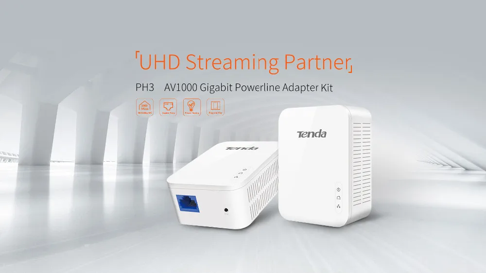 1 пара Tenda PH3 1000 Мбит/с сетевой адаптер Powerline, AV1000 Ethernet PLC Адаптер, Беспроводной Wi-Fi маршрутизатор Партнер, IPTV, Homeplug AV2