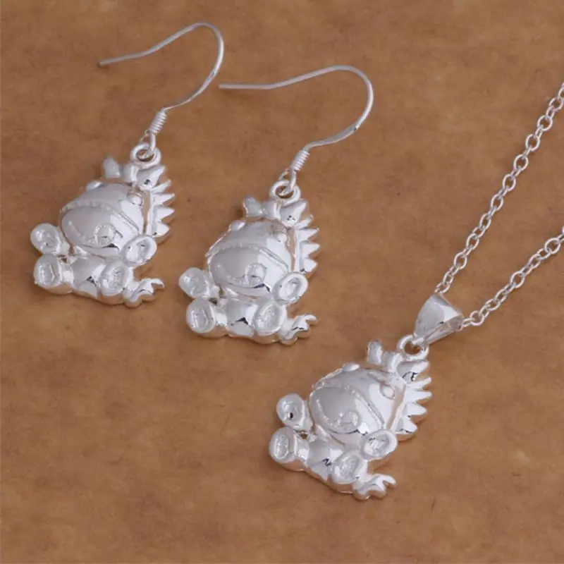 Посеребренные Ювелирные наборы серебряный комплект украшений милое ожерелье в