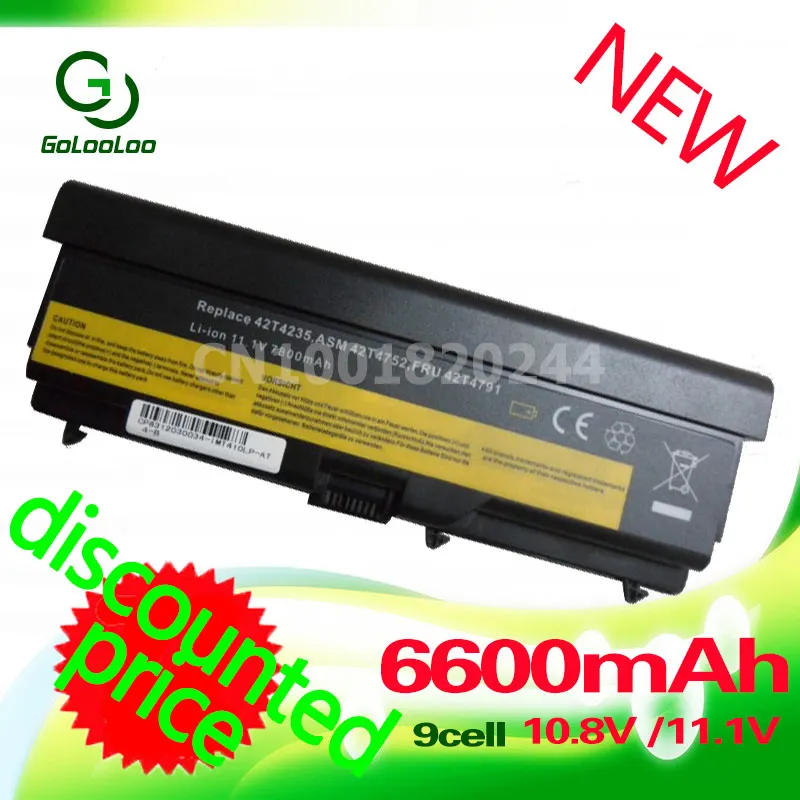 Golooloo 6600 мА/ч, Батарея для lenovo thinkpad T410 T420 T430 T530i SL430 W520 45N1006 45N1007