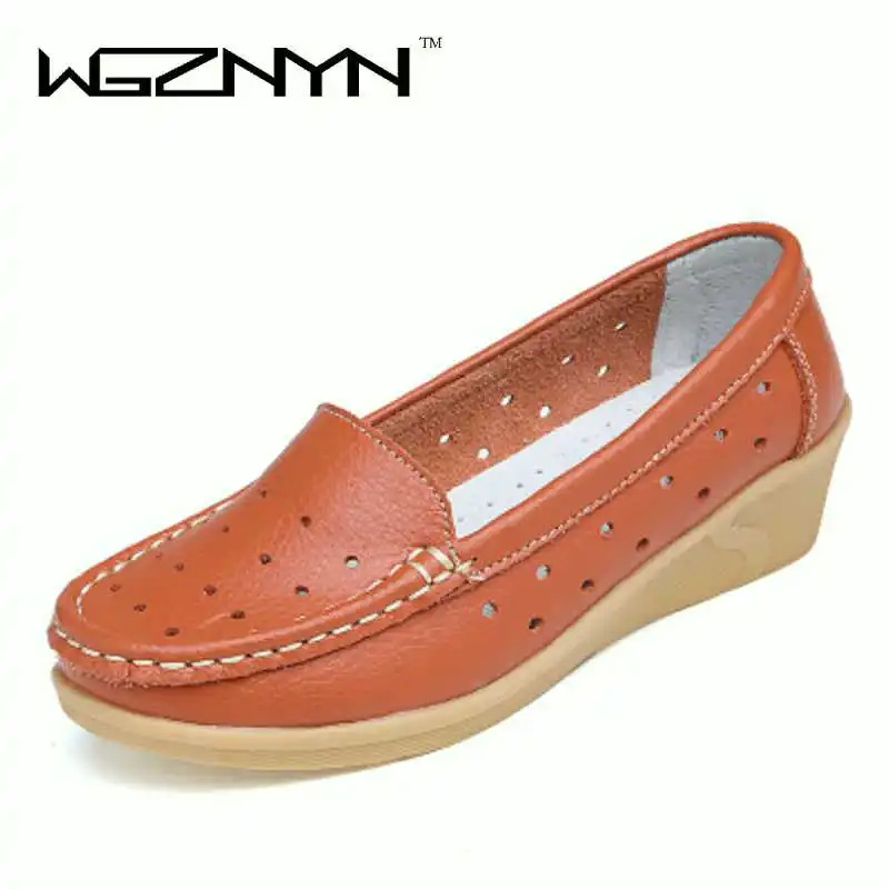 Plus Size 35-40 Summer Women Flat Platform Shoes Woman White Nursing Cut-out Loafers Slip on Moccasins woman ZY003 | Обувь