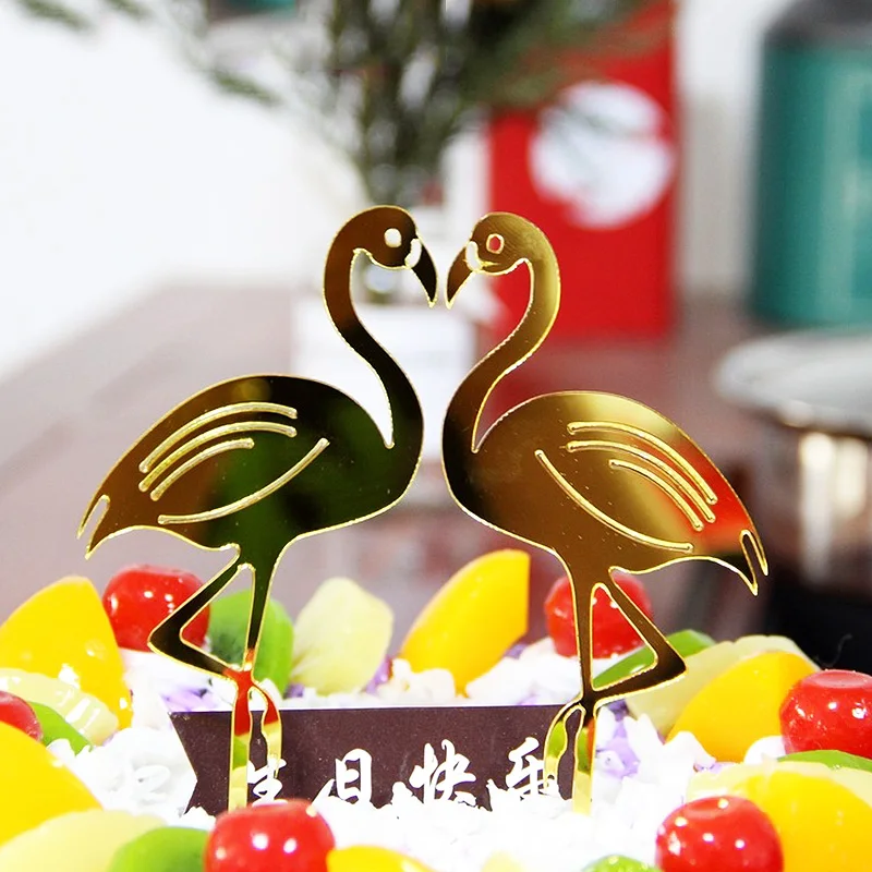 Распродажа 2 шт./компл. акриловые украшения для торта в виде фламинго флаг с