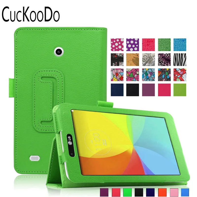 CucKooDo 50 шт./лот Folio PU кожаный чехол смарт для LG G PAD 7 0 V400 Tablet (с умным чехлом Auto Wake /