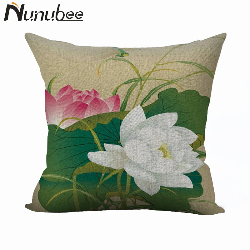 Nunubee элегантность Чехлы цветок декоративная наволочка Lotus диван Housse де Coussin Cojines