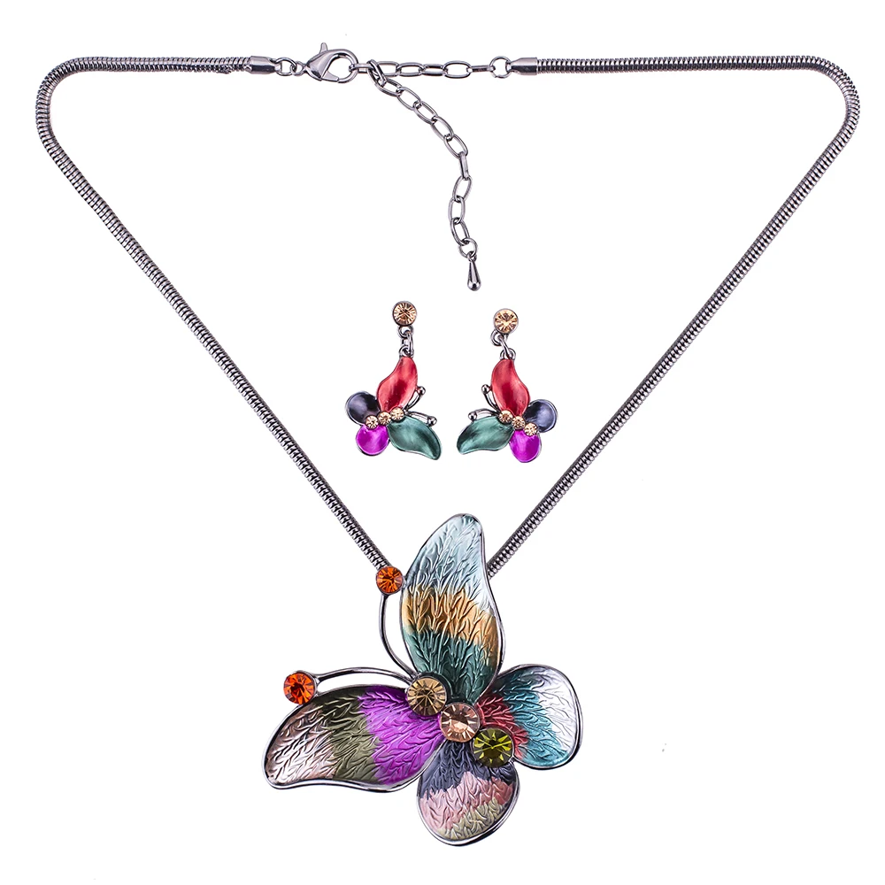MS1505078 Модные Ювелирные наборы ожерелье с бабочкой радужного цвета Высокое