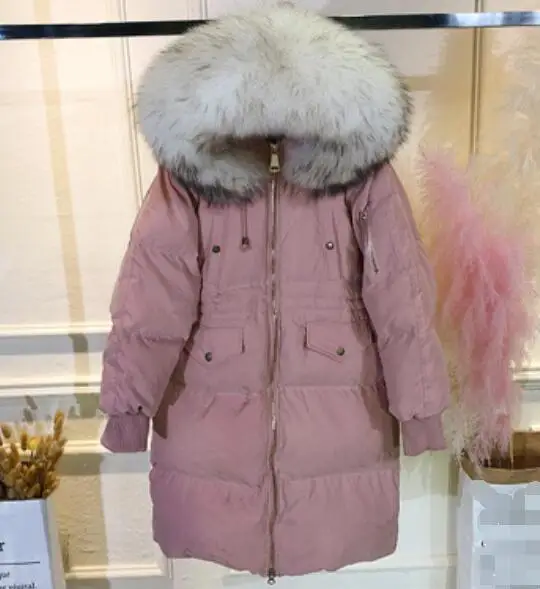 Pink 1 Большой натуральный мех енота, зимняя новая куртка, женские парки для женщин, белый пуховик на утином пуху, Толстая теплая женская зимняя куртка с капюшоном - Цвет: Pink 1