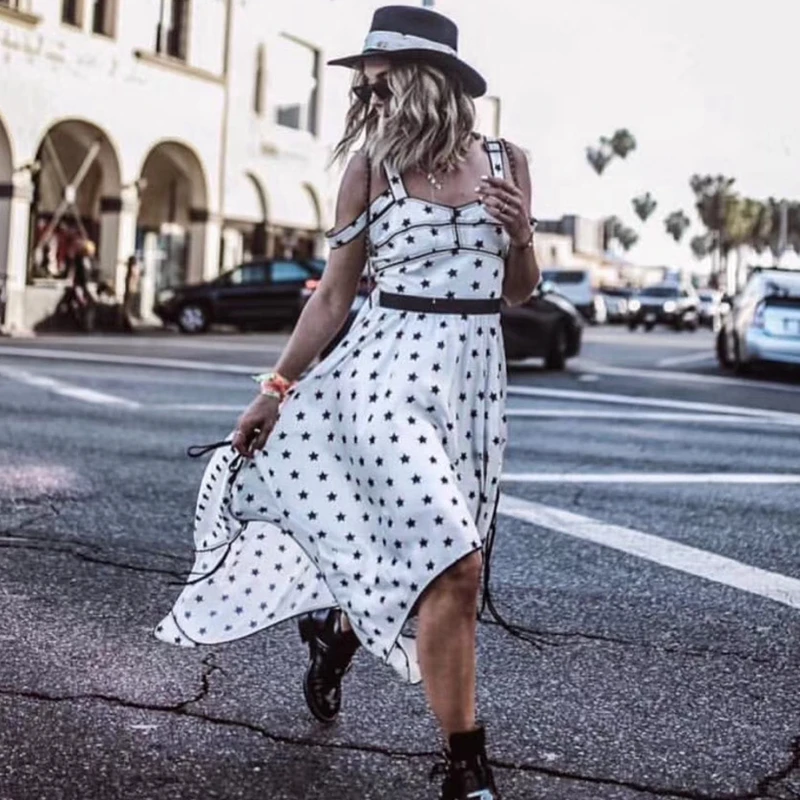 

Printed Dress Casual Women High Quality Spaghetti Strap Dresses