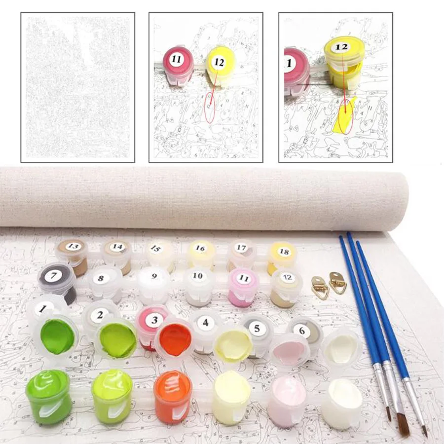 Картина по номерам 3 шт./компл. Раскраска фотографии домашний декор холст