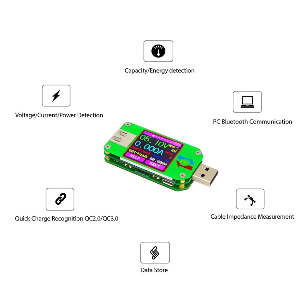 Вольтметр Амперметр UM24 UM24C GreenColor для приложения USB 2 0 ЖК дисплей измеритель