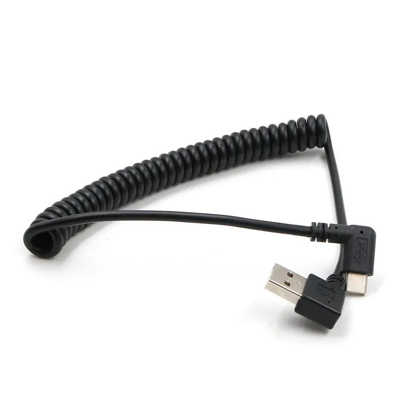 1 м USB 2,0 Мужской 90 градусов влево и вправо под углом к USB-C 3,1 тип-c выдвижной пружинный кабель для передачи данных Расширение синхронизации для S8 P10