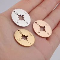 semitree 5pcs stainless steel compass bracelet connectors necklace rose gold charms pendant diy jewelry making handcrafted
