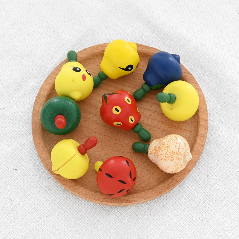 5 шт. Дети Деревянный гироскоп игрушка красочные снижение давление спиннинг