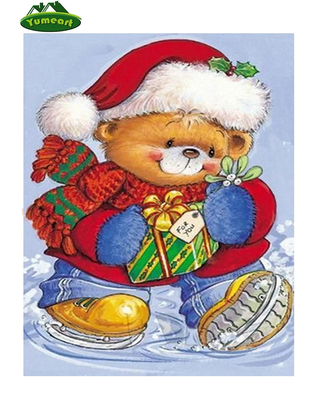 Рождественские подарки алмазная живопись медведь животные наборы для вышивки
