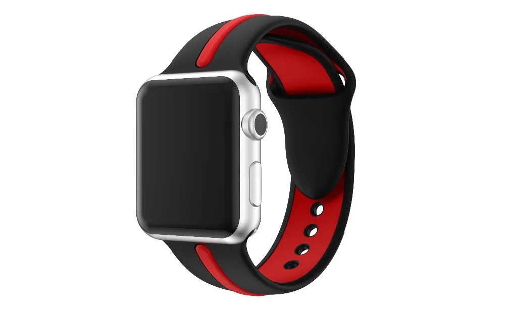 Спорт на открытом воздухе силиконовый двойной Цвет браслет ремешок для apple watch band 44/40/42/38 мм Мужские/Женские часы ремешок для iwatch серии 4 3 2 1