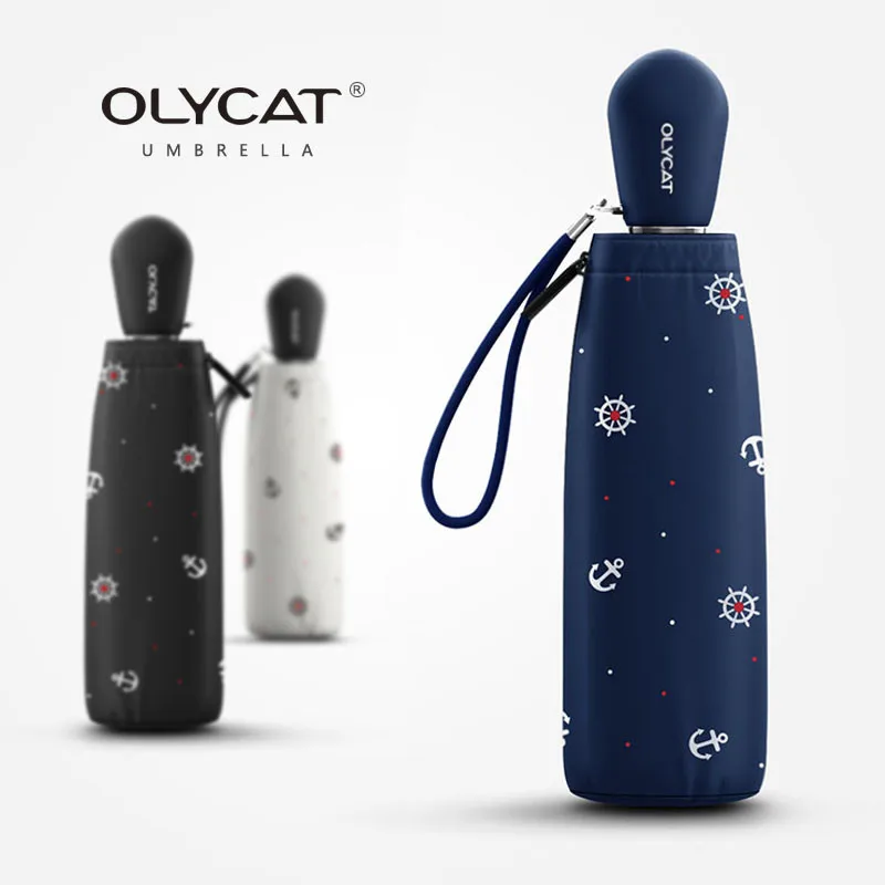 OLYCAT маленький детский зонтик с защитой от ультрафиолета, защита от солнца, мини зонтик для дождя, для женщин, якорь, руль, стильный зонтик, ветрозащитный милый зонтик