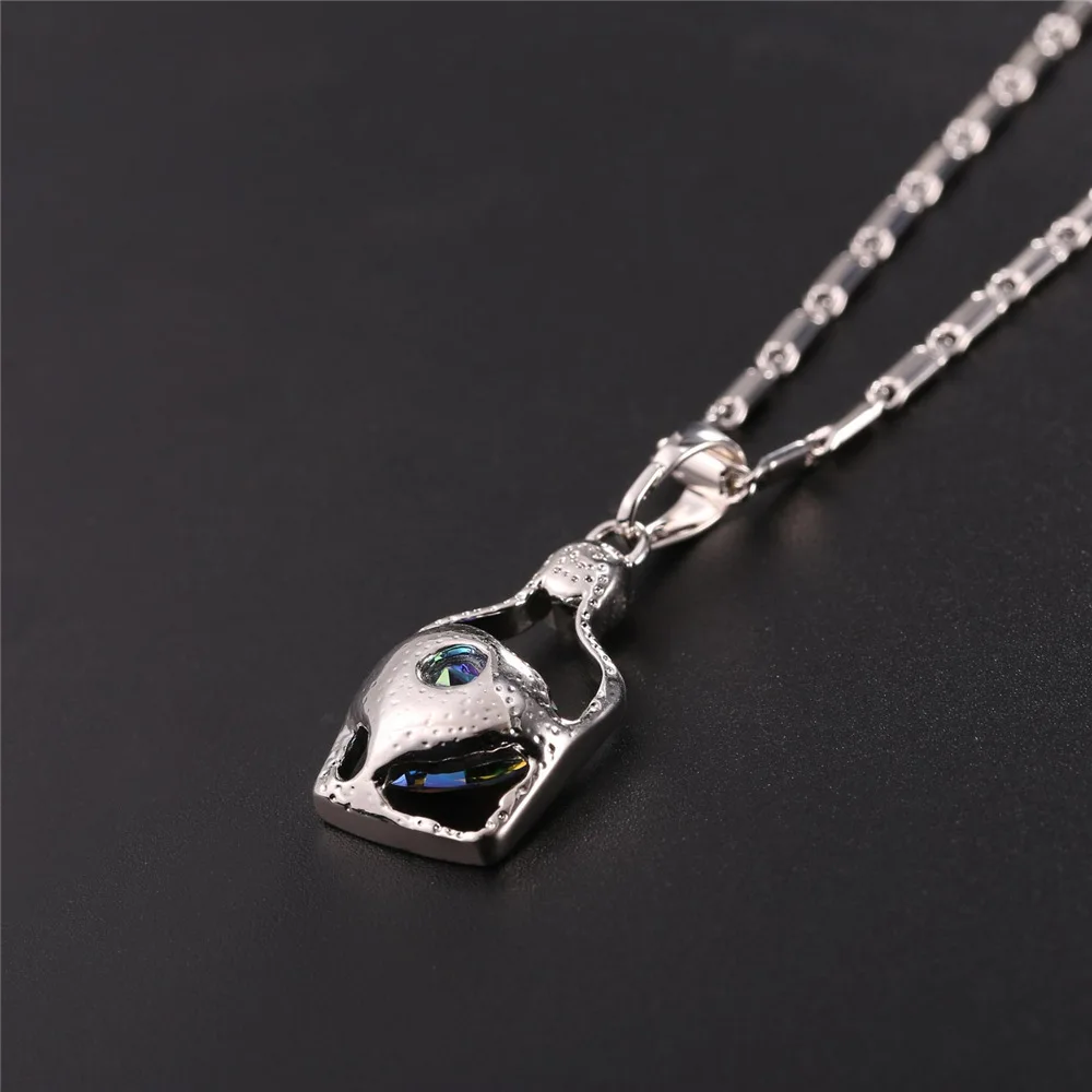 Золотой/Серебряный Цвет кубический цирконий Дрифтинг Бутылка цепь и кулон