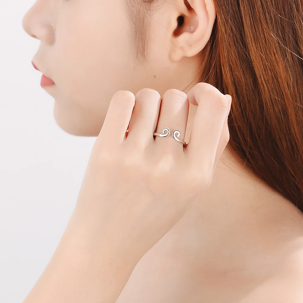 Хит продаж кольцо из стерлингового серебра регулируемый размер Открытое модное